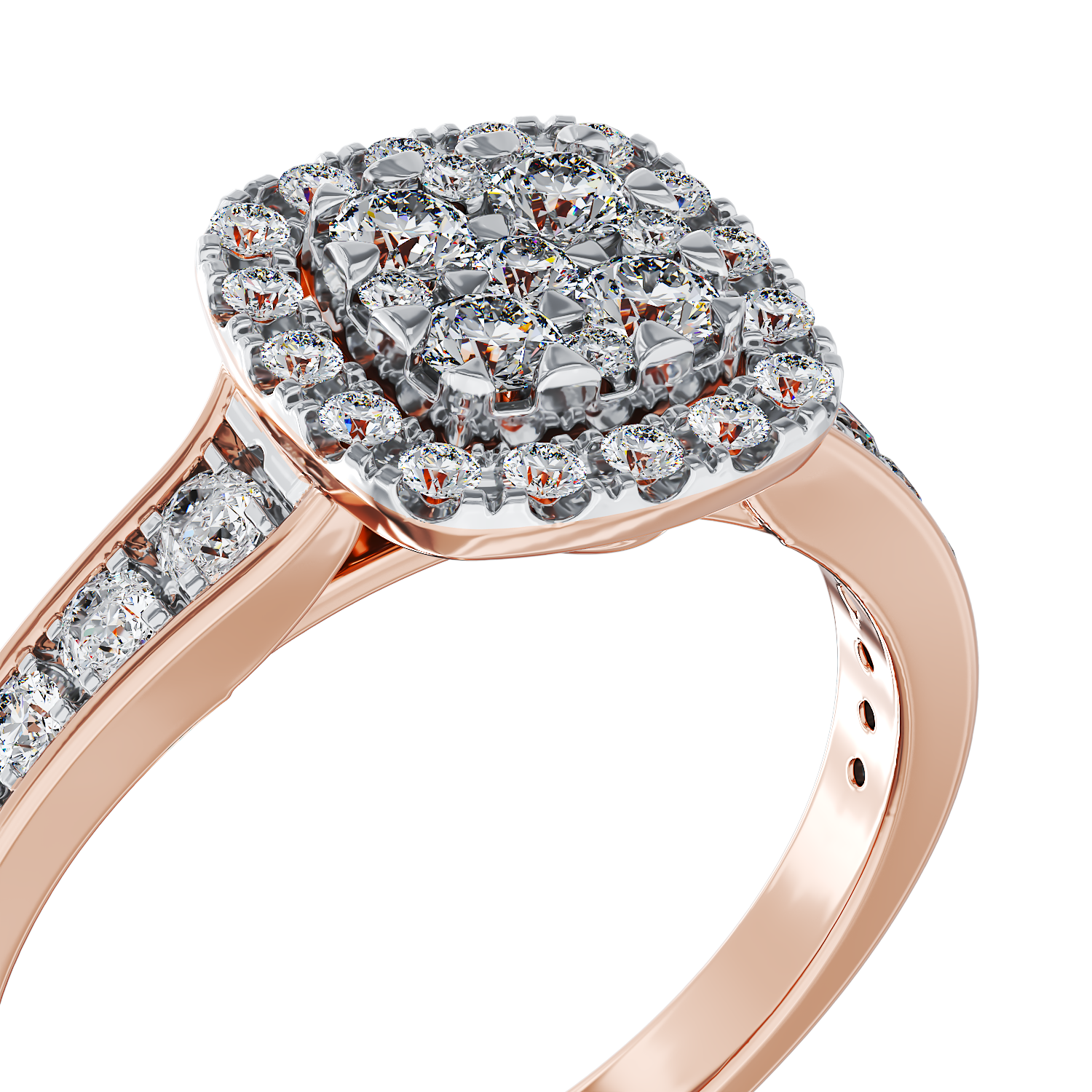 Poze Inel de logodna din aur roz de 18K cu diamante de 0.52ct