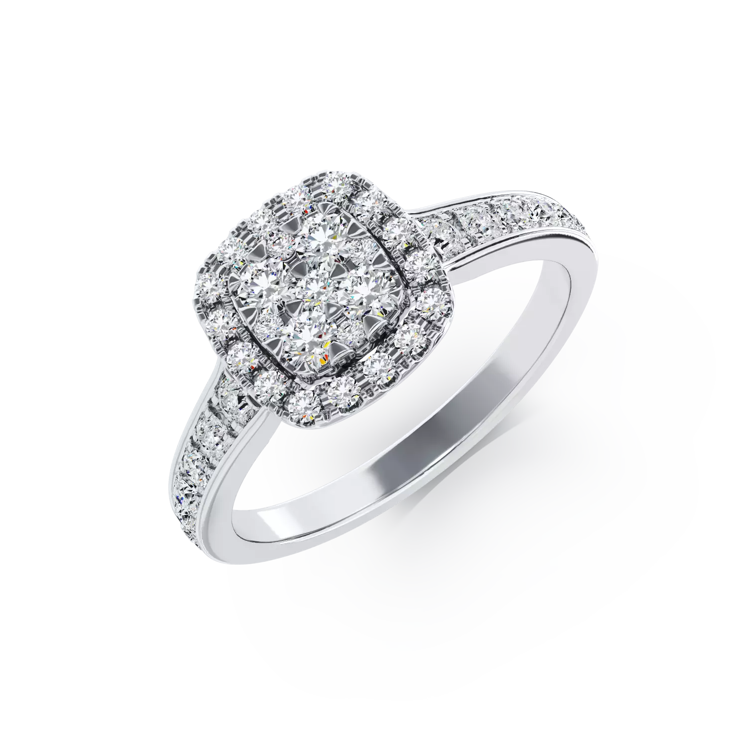 18K fehérarany eljegyzési gyűrű 0.52 karátos gyémántokkal