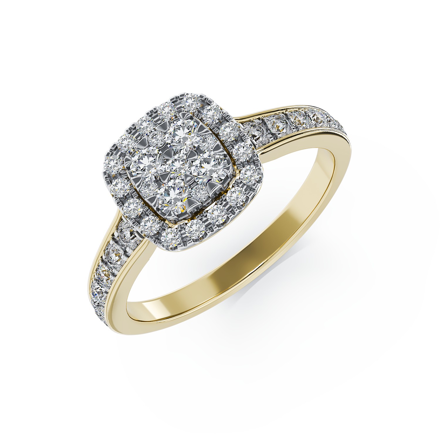 Годежен пръстен от жълто злато 18K с диаманти 0.52ct