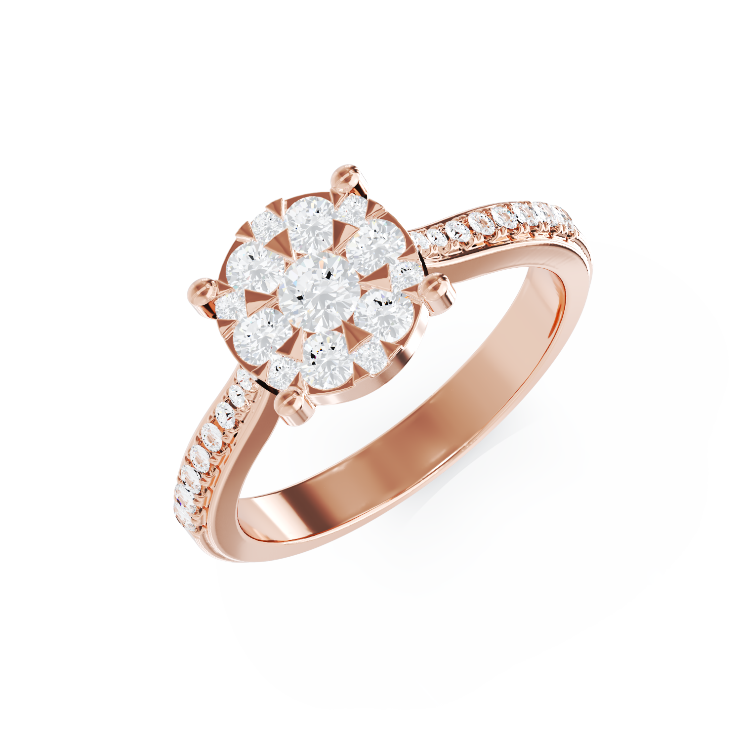  Inel de logodna din aur roz de 18K cu diamante de 0.49ct 