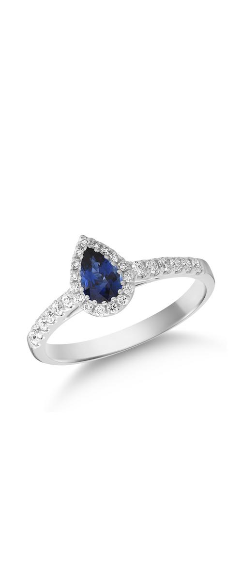 18K white gold ring with 0.45ct sapphire and 0.24ct diamonds