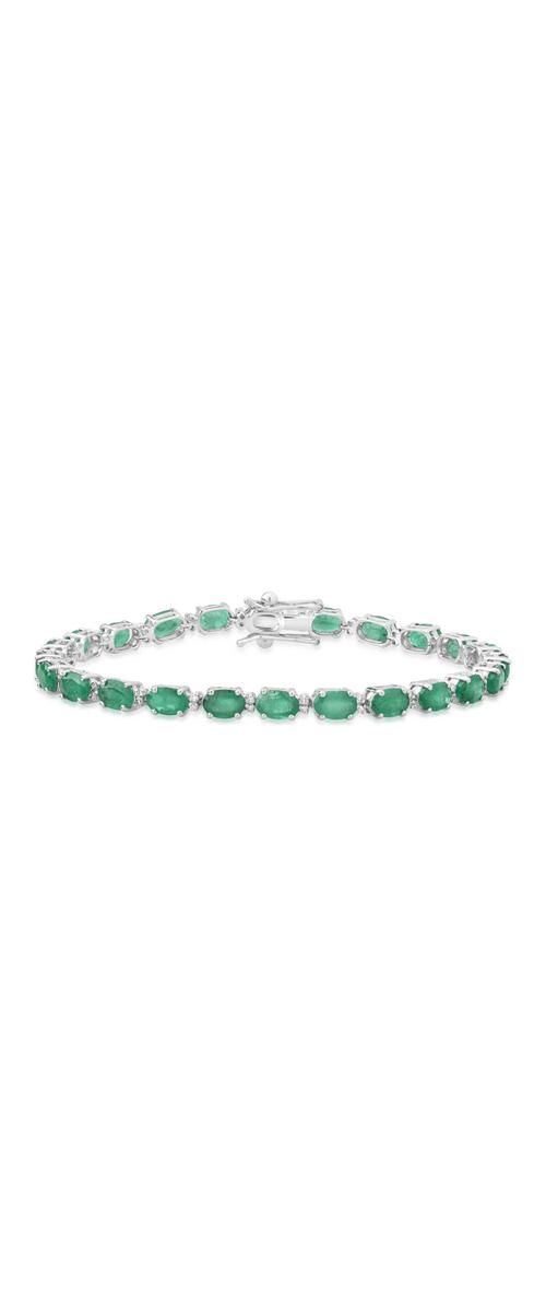 14K white gold tennis bracelet with 9.94ct emeralds and 0.223ct diamonds