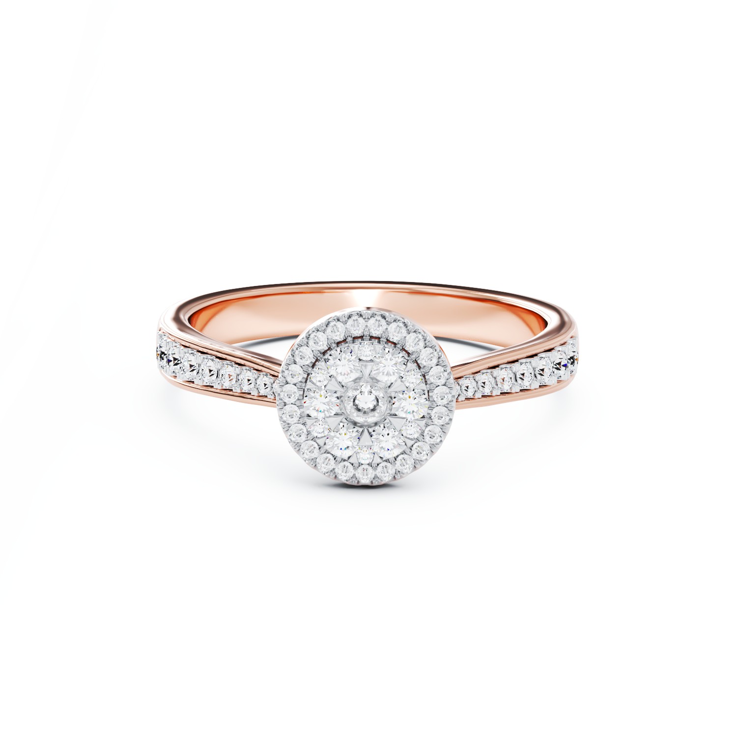Inel de logodna din aur roz de 18K cu diamante de 0.427ct
