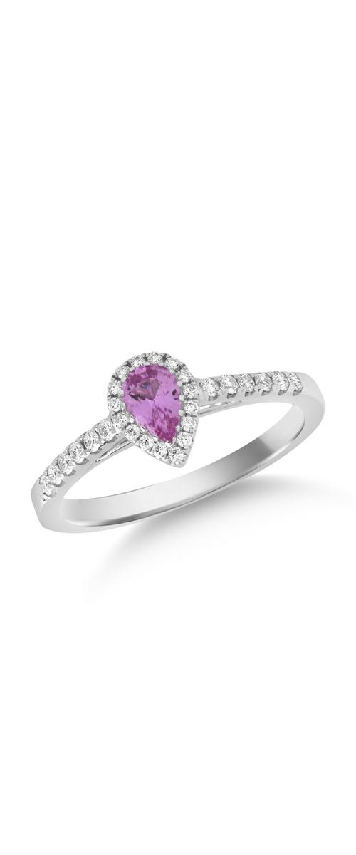 18K white gold ring with 0.43ct pink sapphire and 0.25ct diamonds