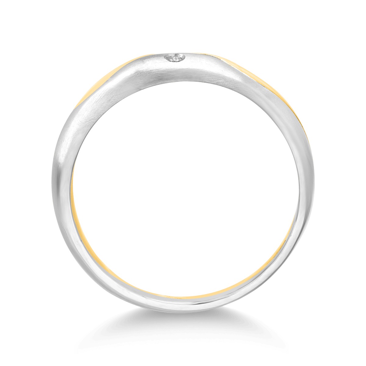 14K white-yellow gold men ring with 0.01ct diamond
