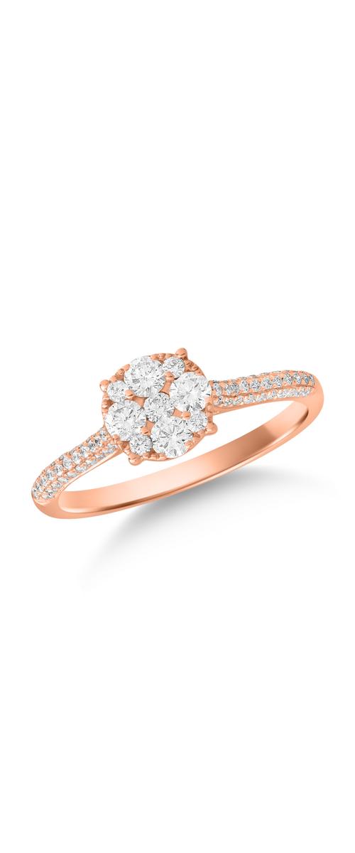 18k rózsaszín arany gyűrű gyémántokkal 0,53ct