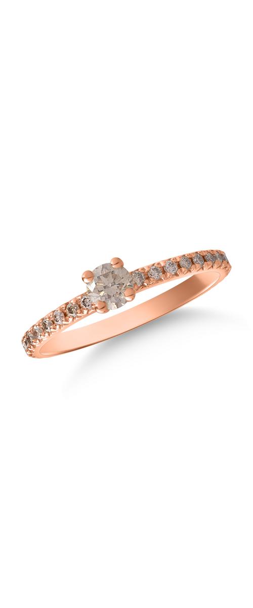 18k rózsaszín arany gyűrű barna gyémántokkal 0,57ct