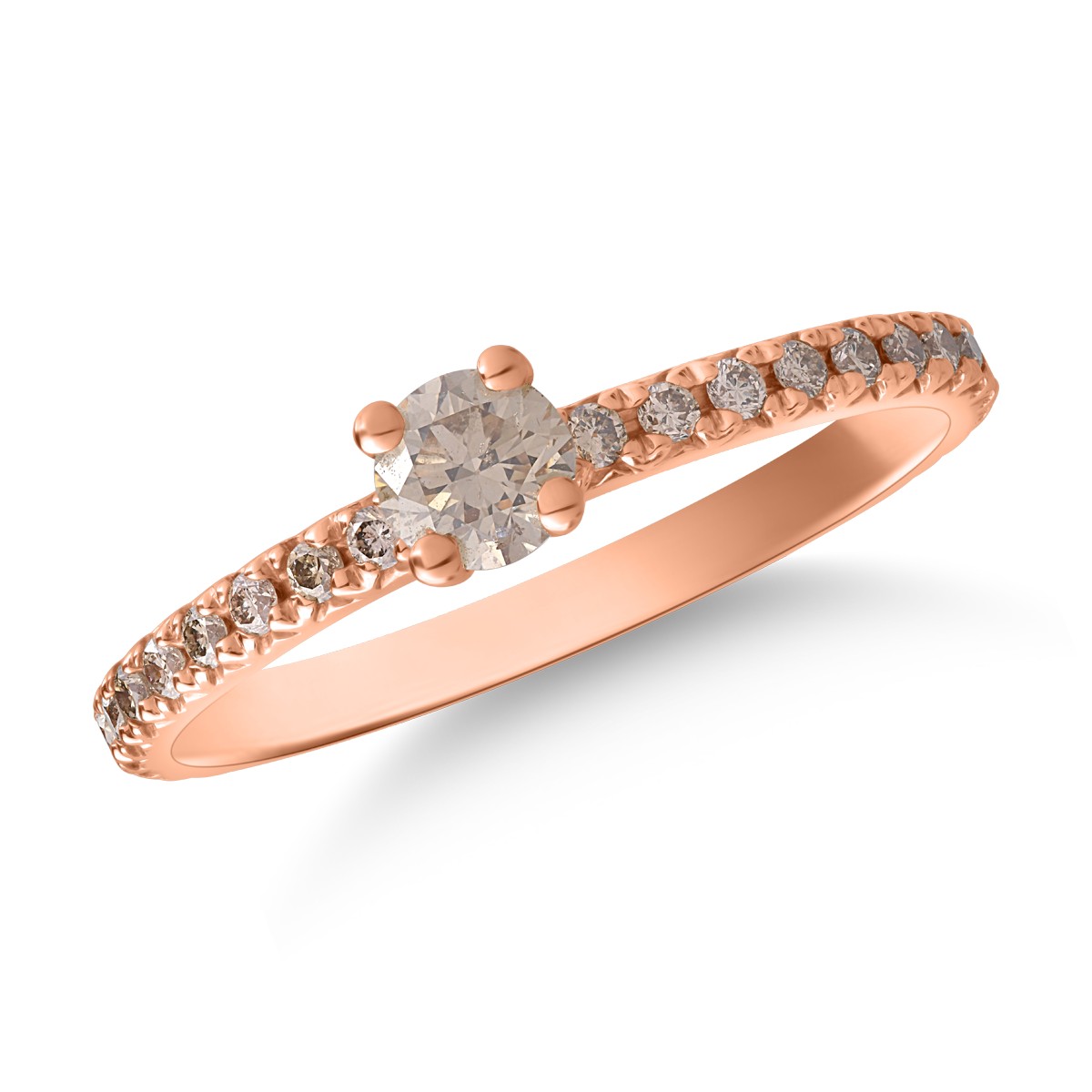 18k rózsaszín arany gyűrű barna gyémántokkal 0,57ct