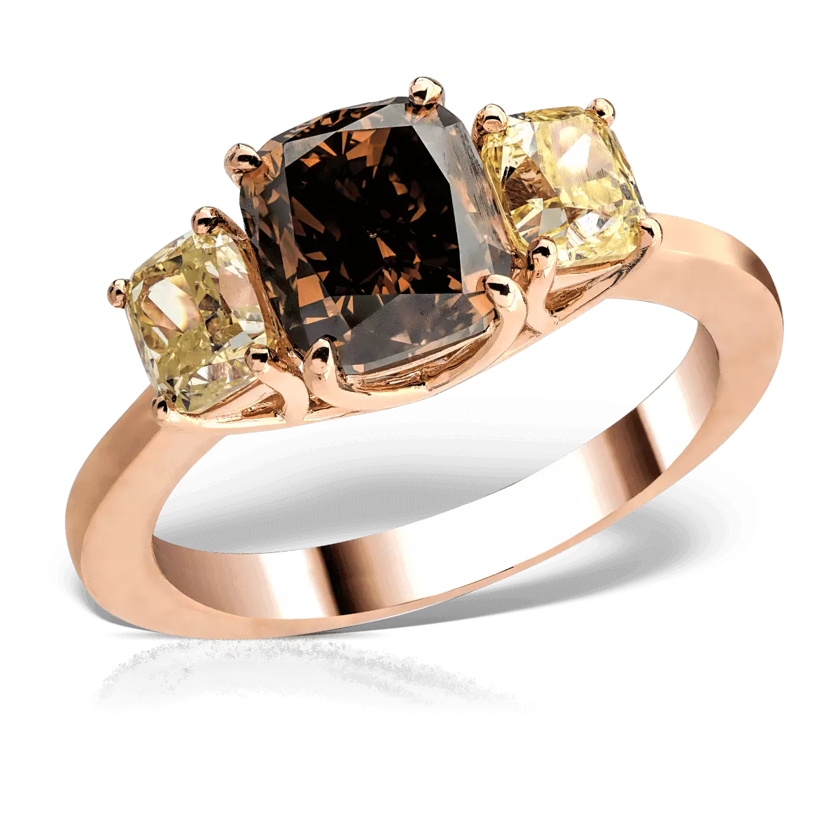Пръстен от 18K розово злато с кафяви диаманти от 2.62ct и жълти диаманти от 1.3ct