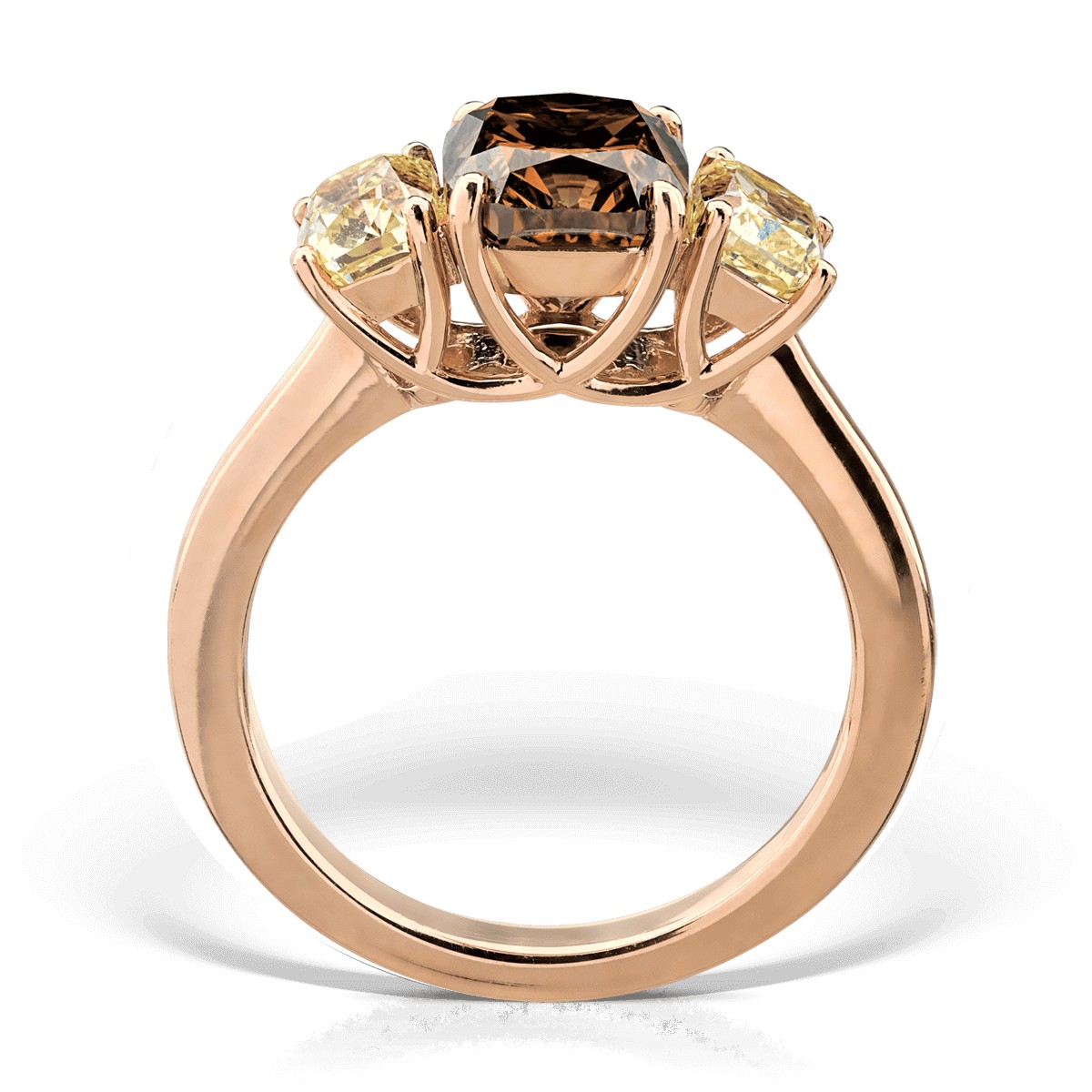 Пръстен от 18K розово злато с кафяви диаманти от 2.62ct и жълти диаманти от 1.3ct