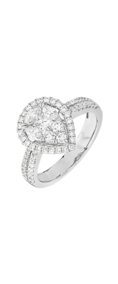 Gyűrű 18K-os fehér aranyból 0.24ct gyémánttal és 0.90ct gyémánttal