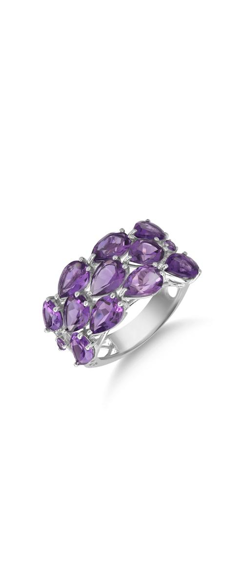 14K white gold ring with 7.58ct amethysts