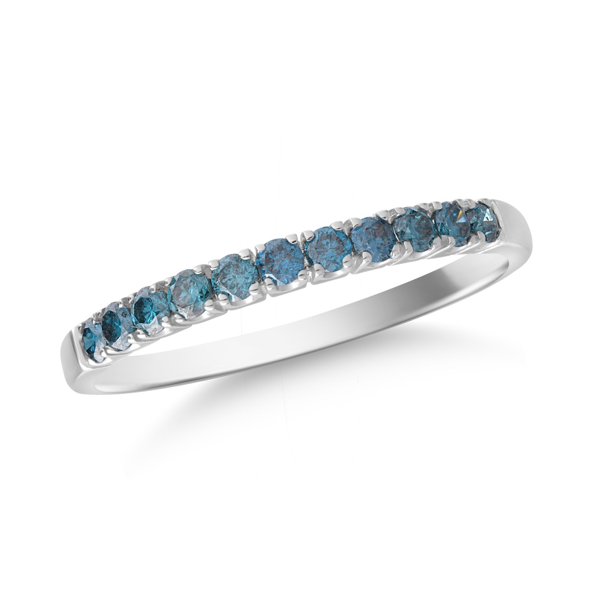 14 k fehér arany gyűrű, kék gyémánt 0.33ct
