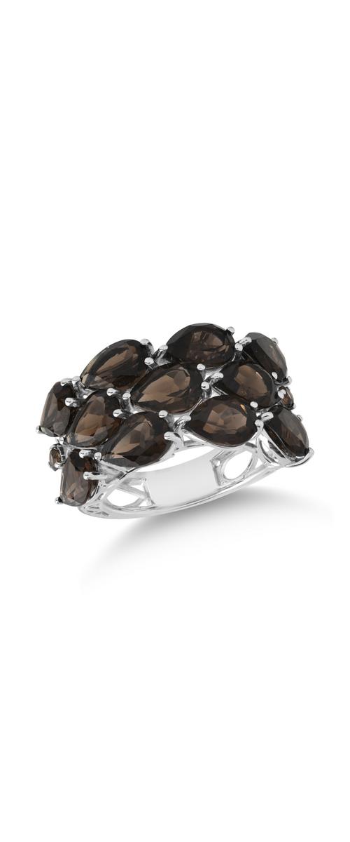 14K white gold ring with smoky quartz of 7.58ct