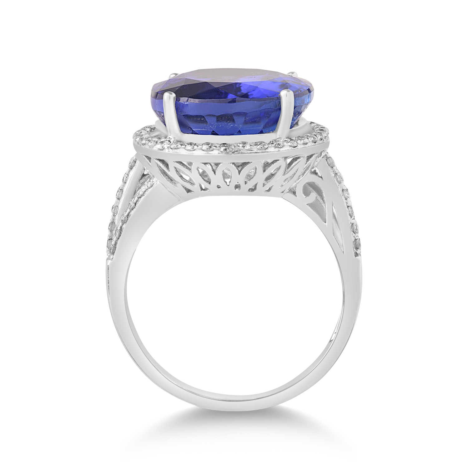 18K white gold ring with tanzanite of 12.36ct and diamonds of 0.44ct