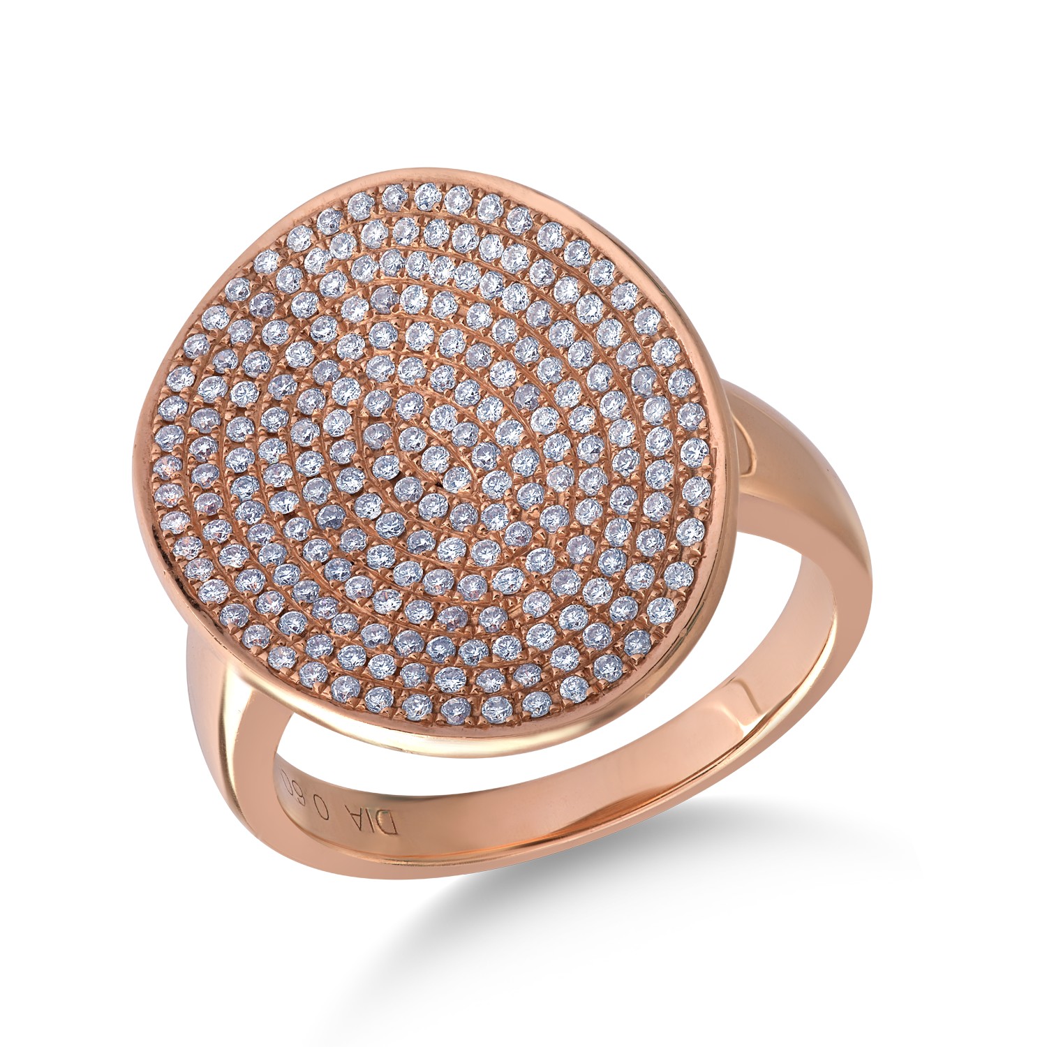 14K rózsaszín arany gyűrű 0.657ct gyémántokkal