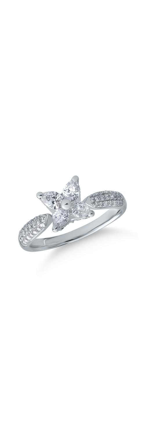 14K white gold ring with 0.89ct diamonds
