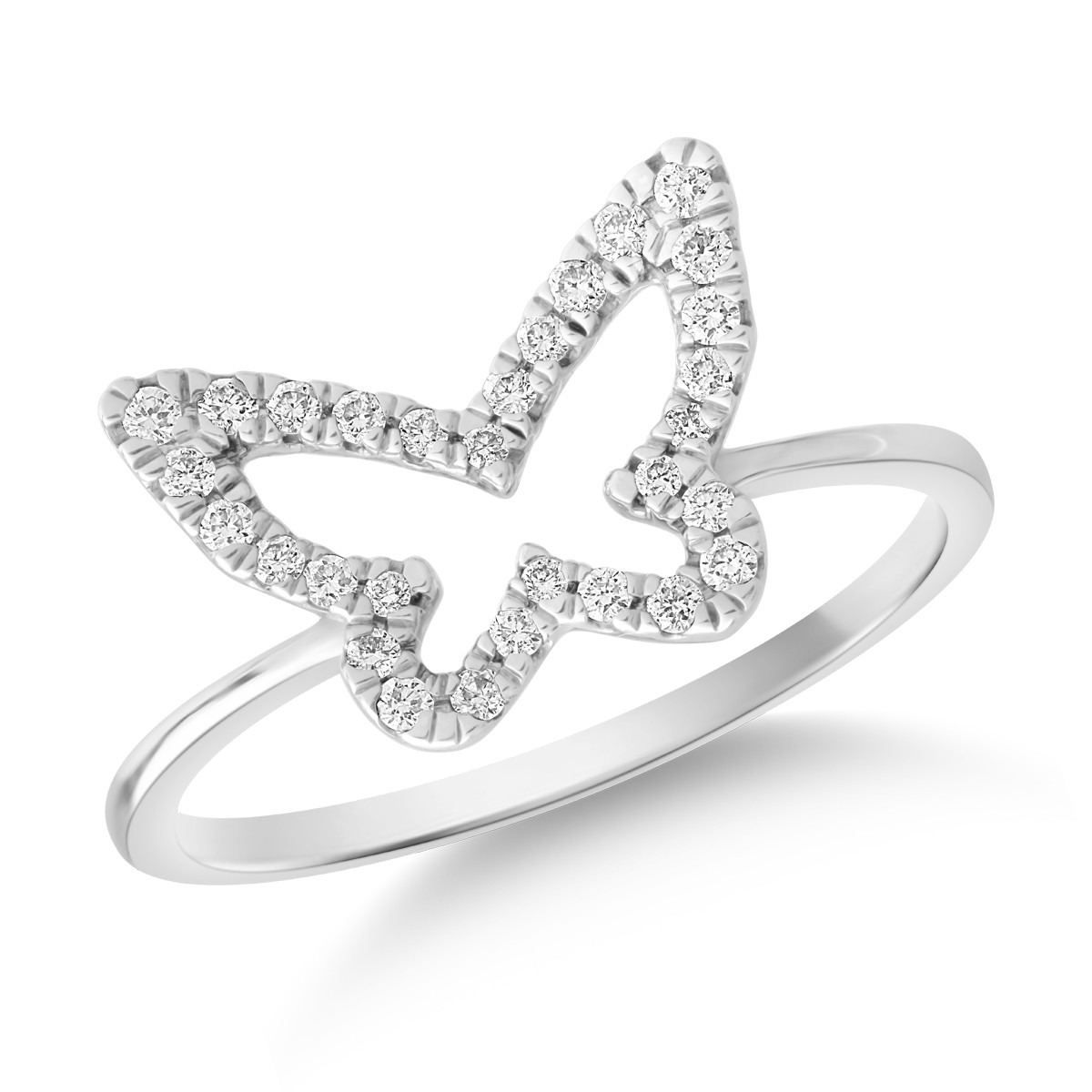 18k fehér arany pillangó gyűrű gyémántokkal 0,166ct