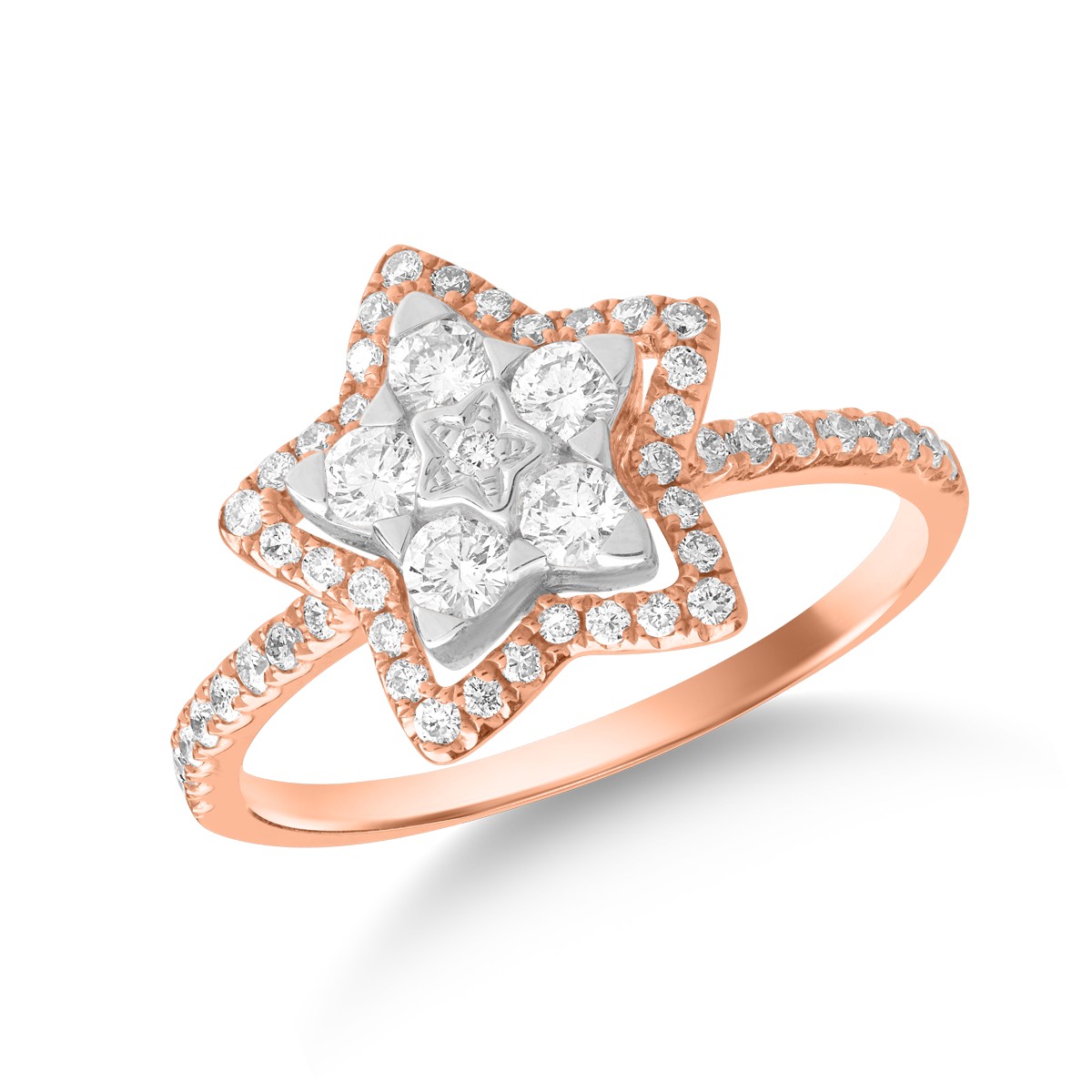 Inel cu stea din aur roz de 18K cu diamante de 0.6ct