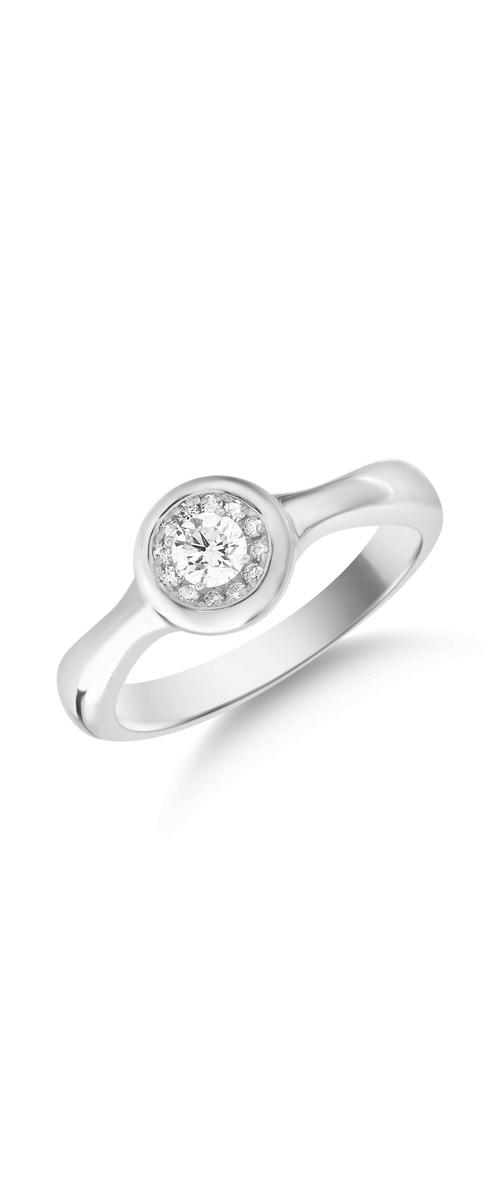 Gyűrű 18K-os fehér aranyból 0.05ct gyémánttal és 0.03ct gyémánttal