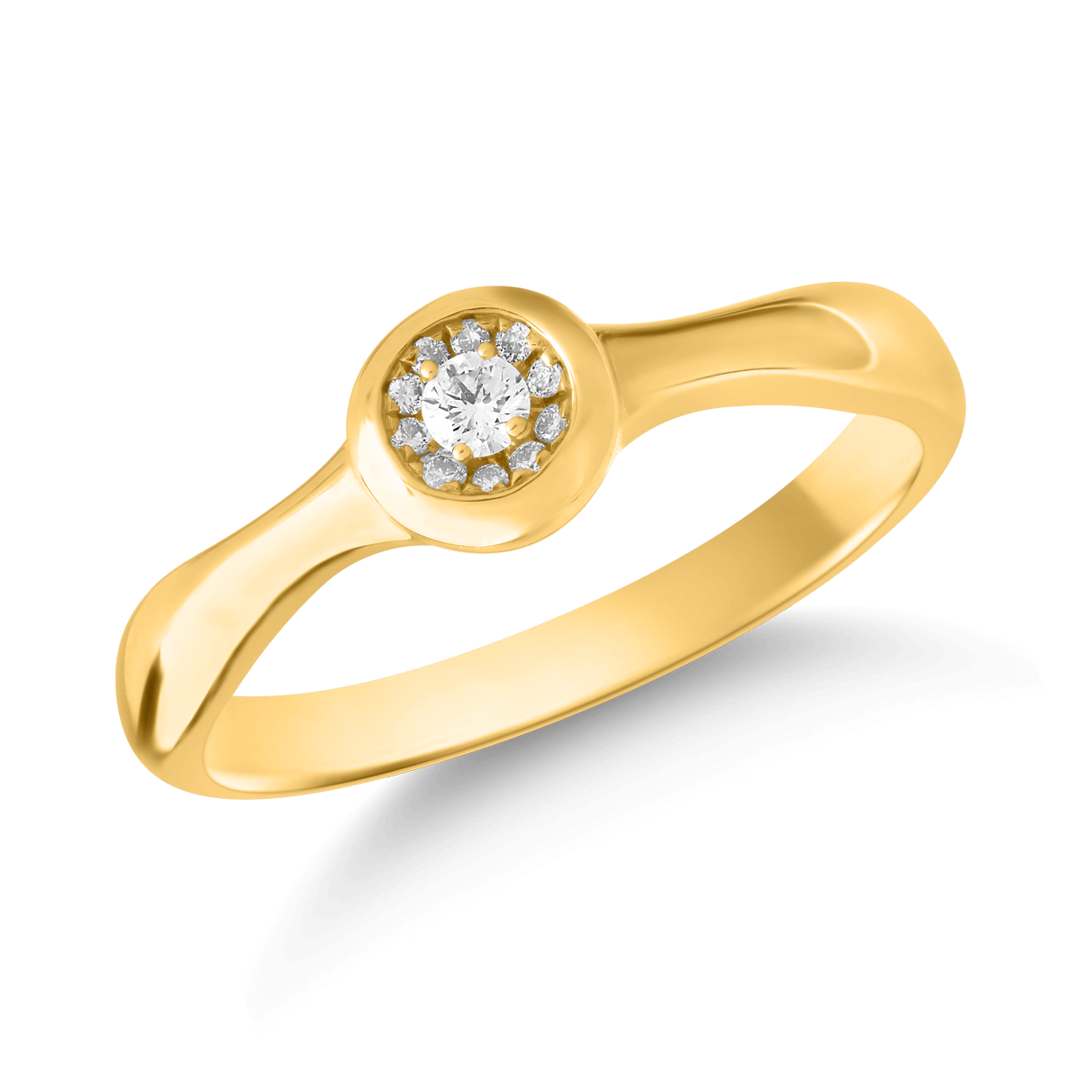 Inel din aur galben de 18K cu diamant de 0.05ct si diamante de 0.03ct image