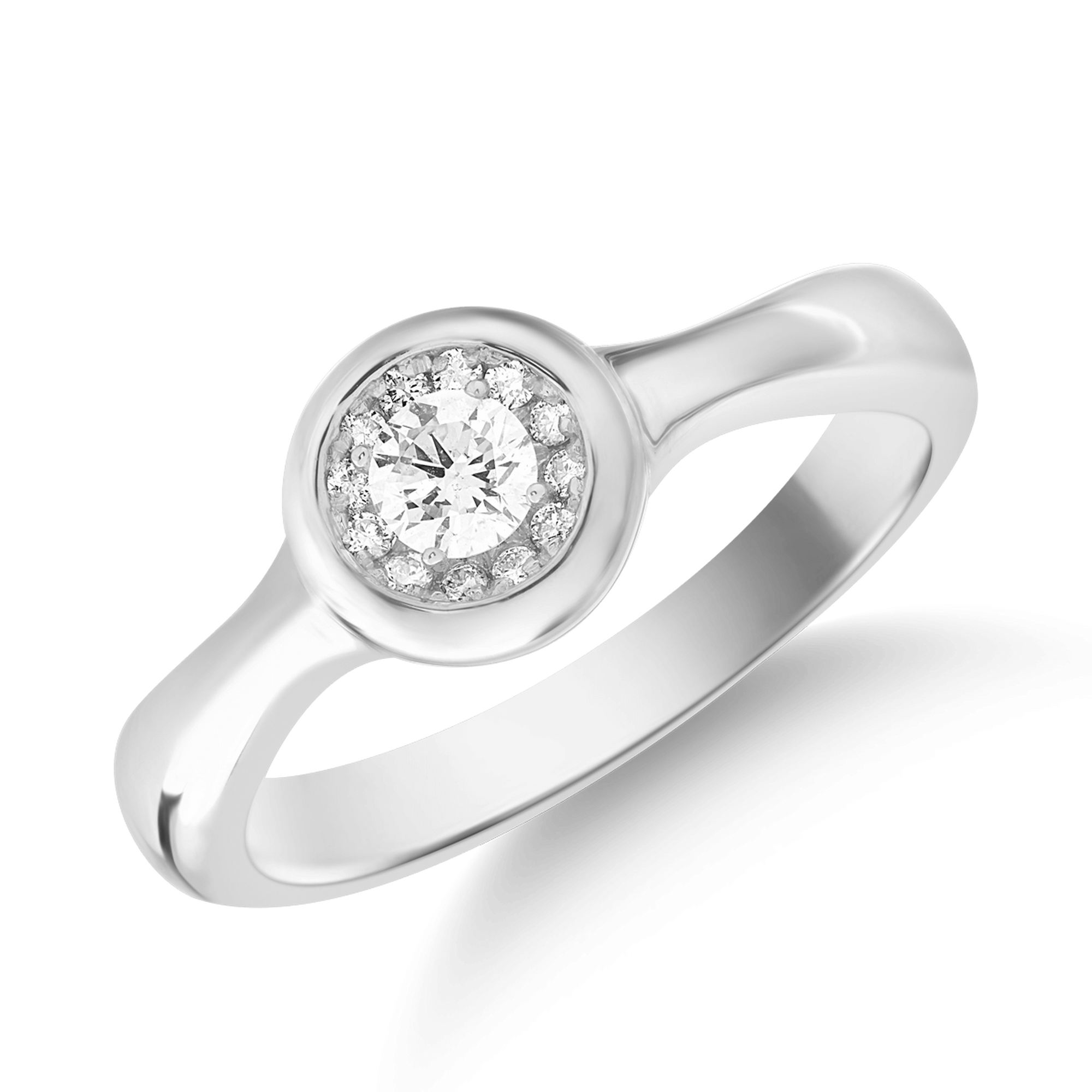 Inel din aur alb de 18K cu diamant de 0.12ct si diamante de 0.05ct image6