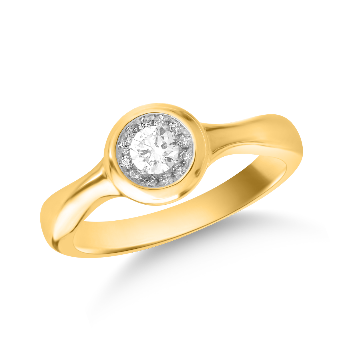 Inel din aur galben de 18K cu diamant de 0.125ct si diamante de 0.055ct image