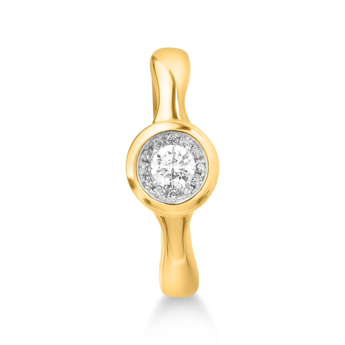 Inel din aur galben de 18K cu diamant de 0.125ct si diamante de 0.055ct image2