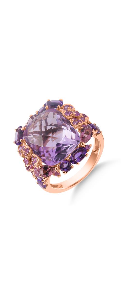 18K rose gold ring with 10.36ct precious and semi-precious stones