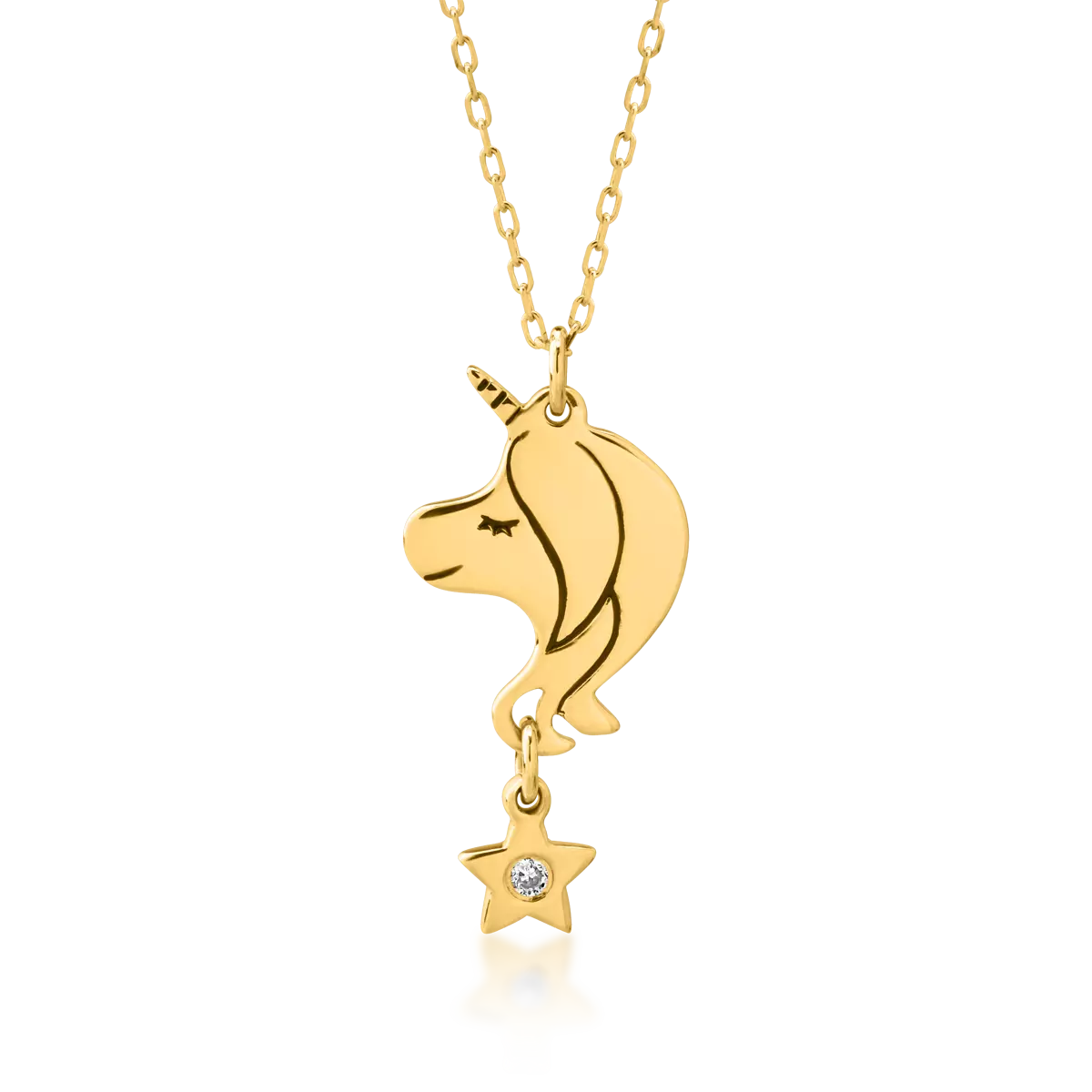 14K yellow gold children's pendant necklace with 0.009ct diamond