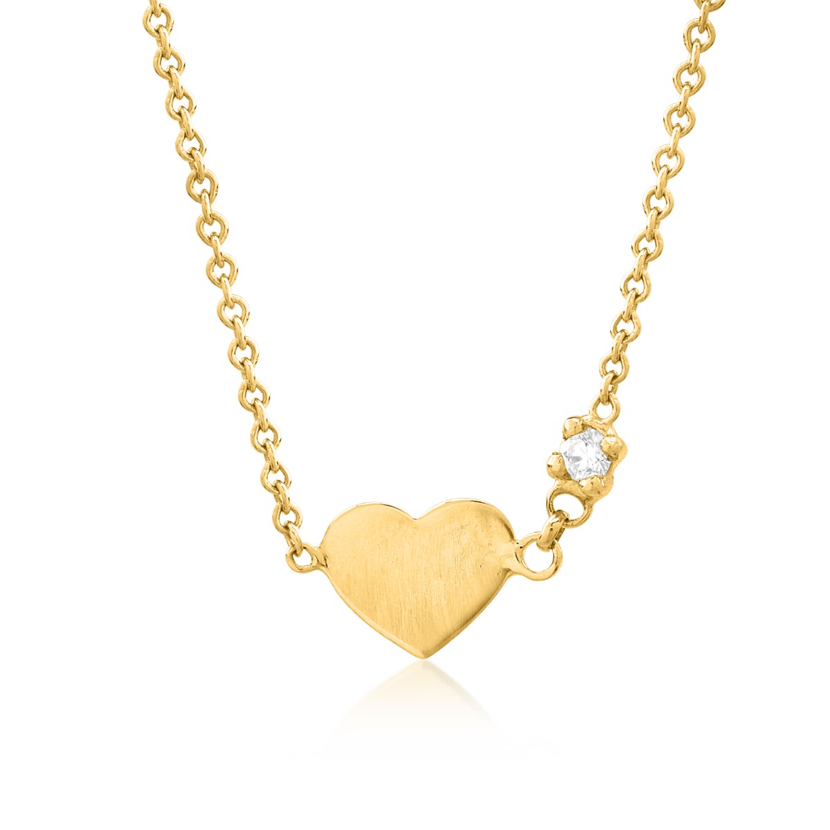 14K yellow gold heart children's pendant necklace whith diamond