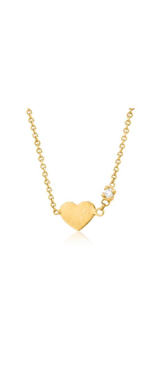 18K yellow gold heart children's pendant necklace whith 0.02ct diamond