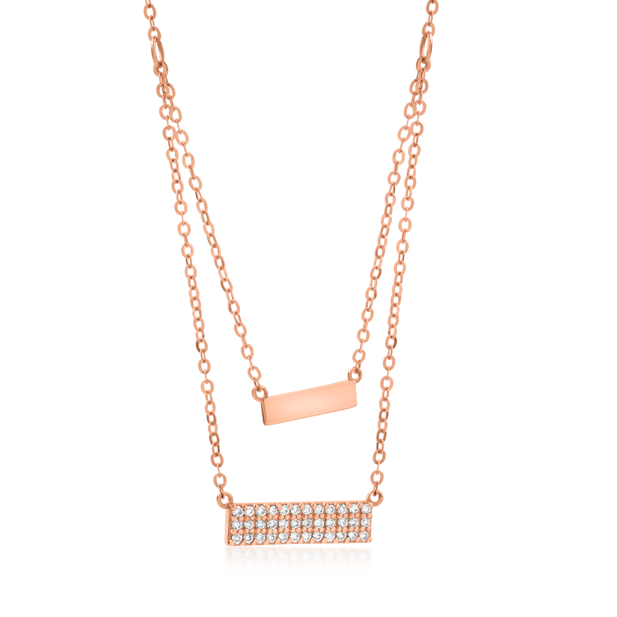 Colier cu placute din aur roz de 18K cu diamante de 0.198ct image1