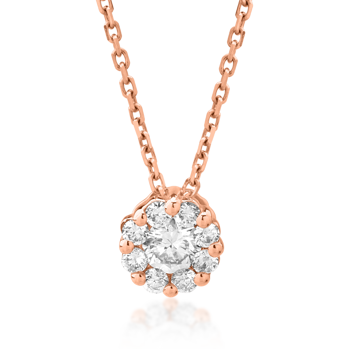 18K rose gold pendant necklace with 0.1ct diamond and 0.081ct diamonds