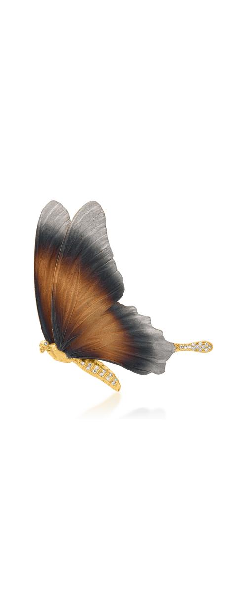 Pandantiv fluture din aur galben de 18K cu diamante de 0.17ct