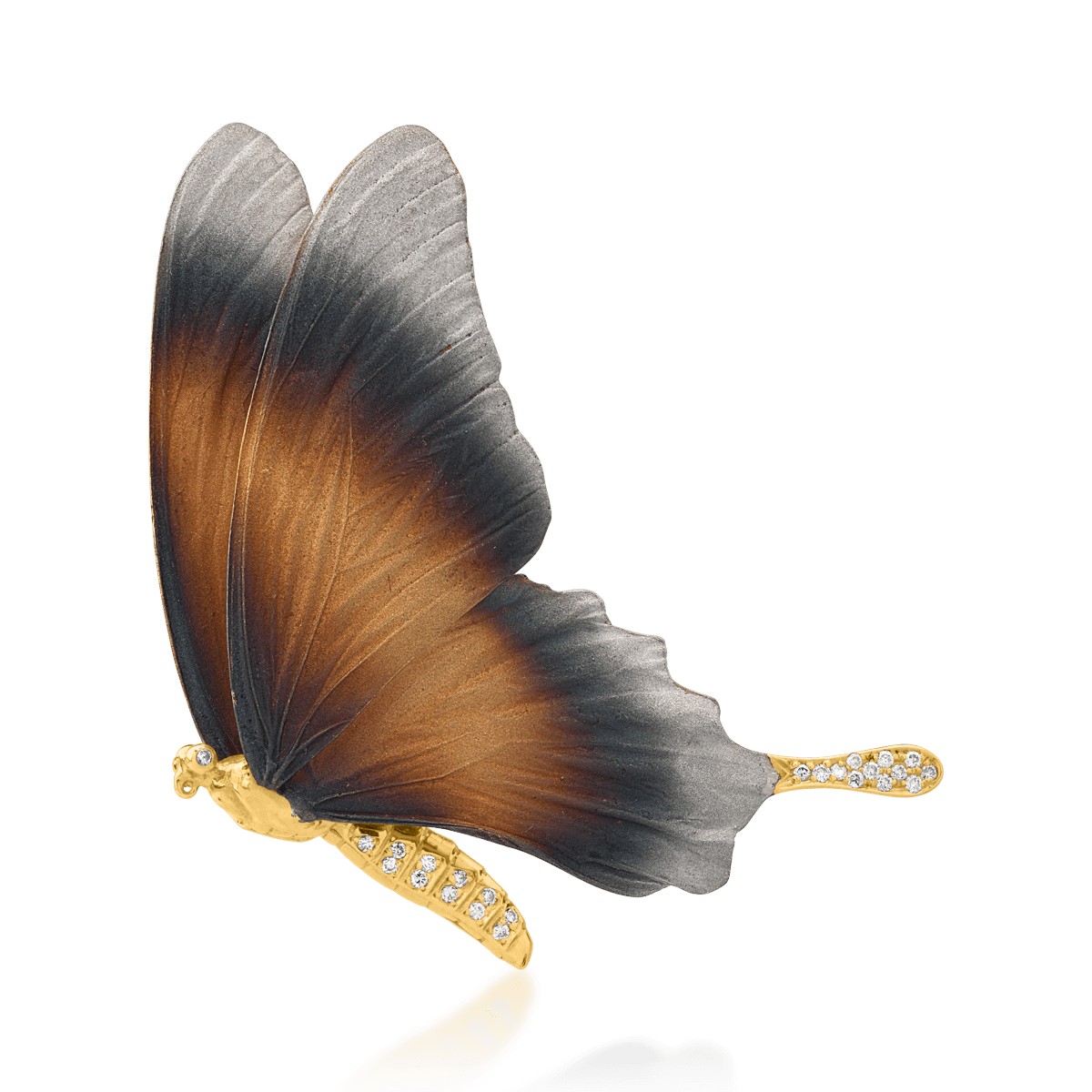 Pandantiv fluture din aur galben de 18K cu diamante de 0.17ct