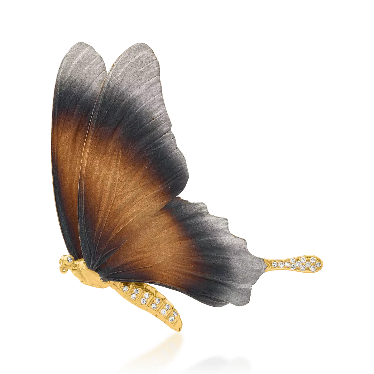 Висулка пеперуда от жълто злато 18К с диаманти 0.17гкт