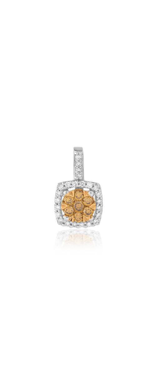 Pandantiv din aur alb-galben de 14K cu fancy diamonds de 0.161ct si diamante de 0.086ct