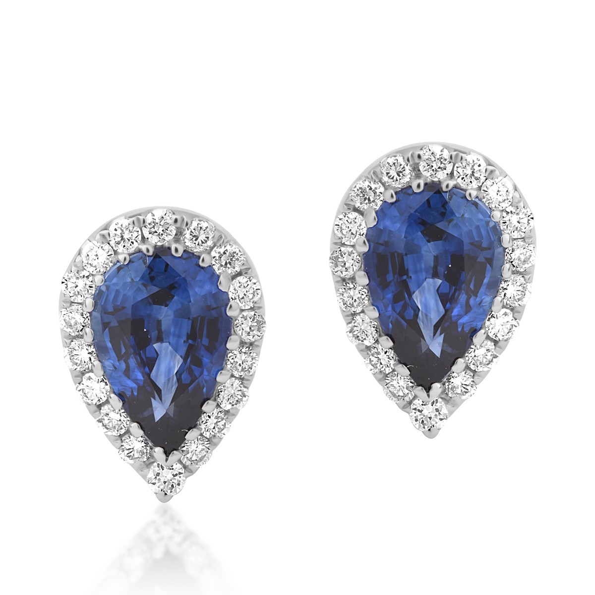 18K white gold earrings with sapphires of 0.9ct and diamonds of 0.14ct