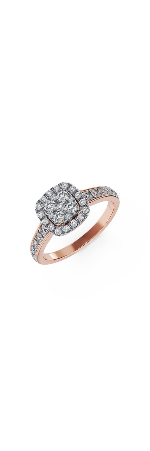 18 karátos rózsaszín arany eljegyzési gyűrű 0.52 karátos gyémántokkal