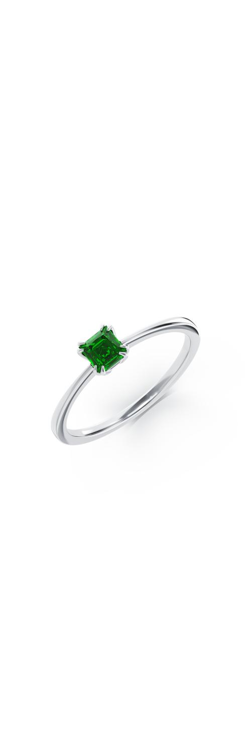 18K white gold engagement ring with 0.41ct solitaire emerald