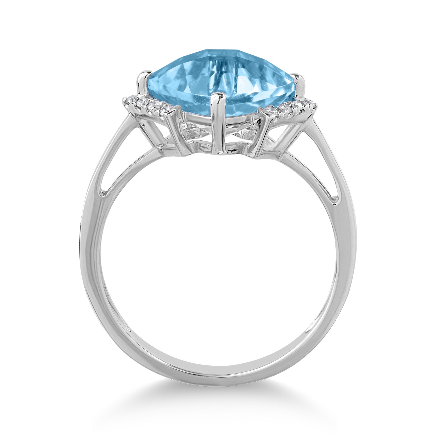 18 karátos fehérarany gyűrű 3.6 karátos kék topázzal és 0.08 karátos gyémántokkal