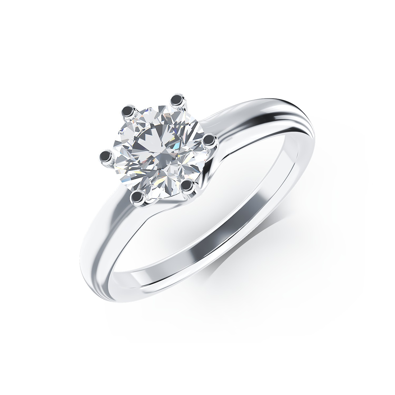 Inel de logodna din aur alb de 18K cu un diamant solitaire de 1ct