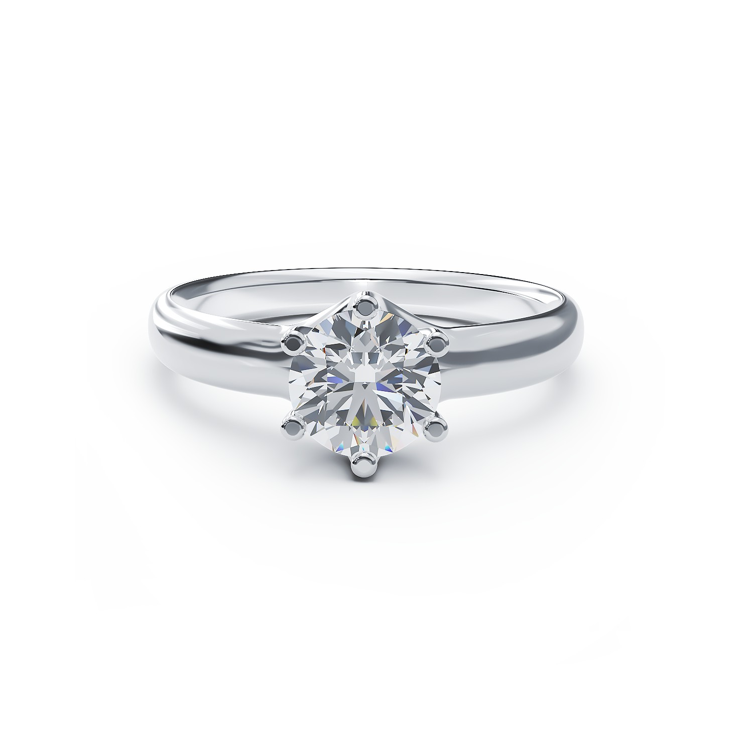 18K white gold engagement ring with a 1ct solitaire diamond