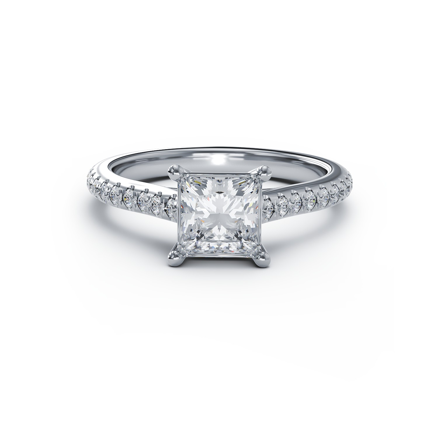 18K white gold engagement ring with 1.5ct diamond and 0.33ct diamonds