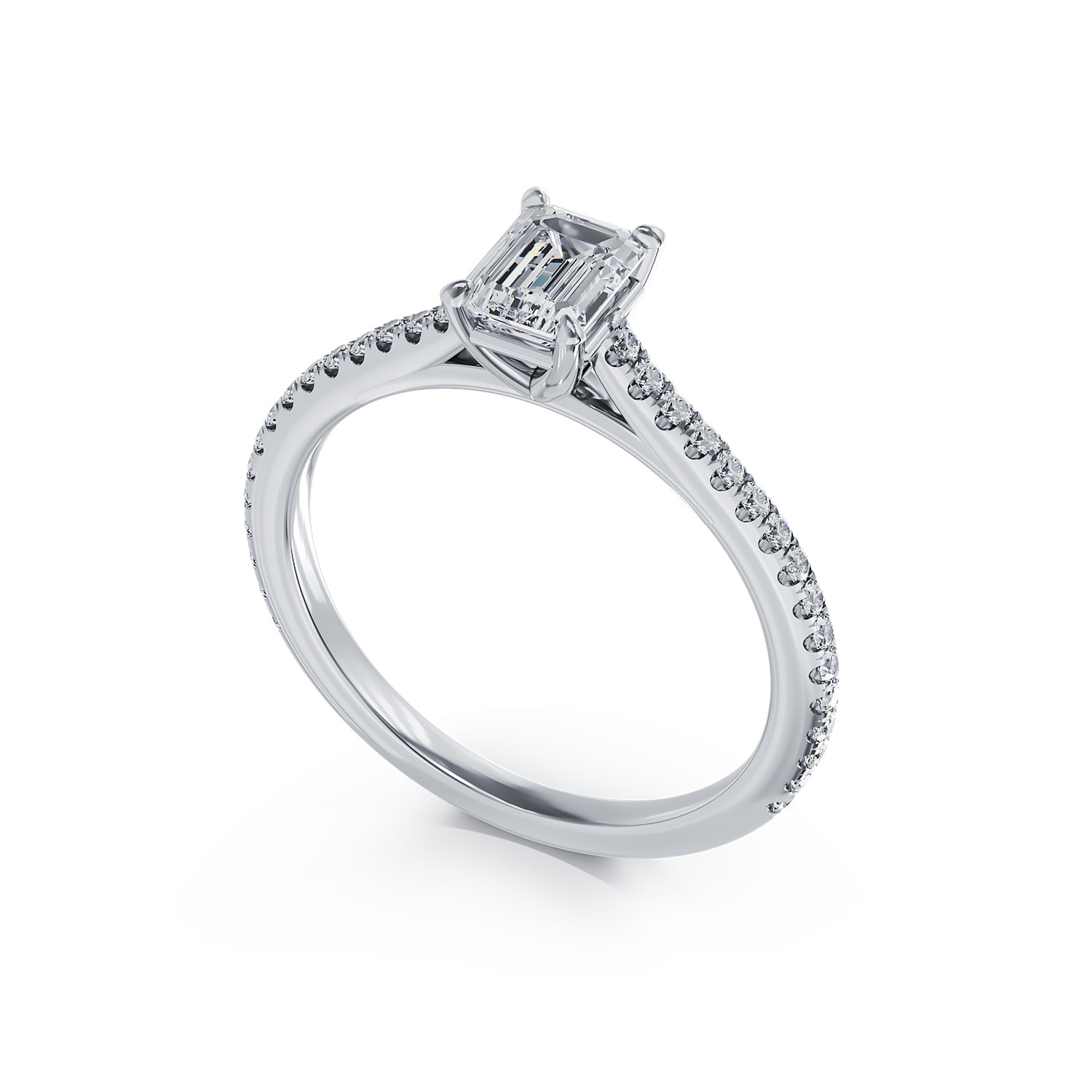 Годежен пръстен от бяло злато 18K с диамант 0.6гкт u диаманти 0.183гкт