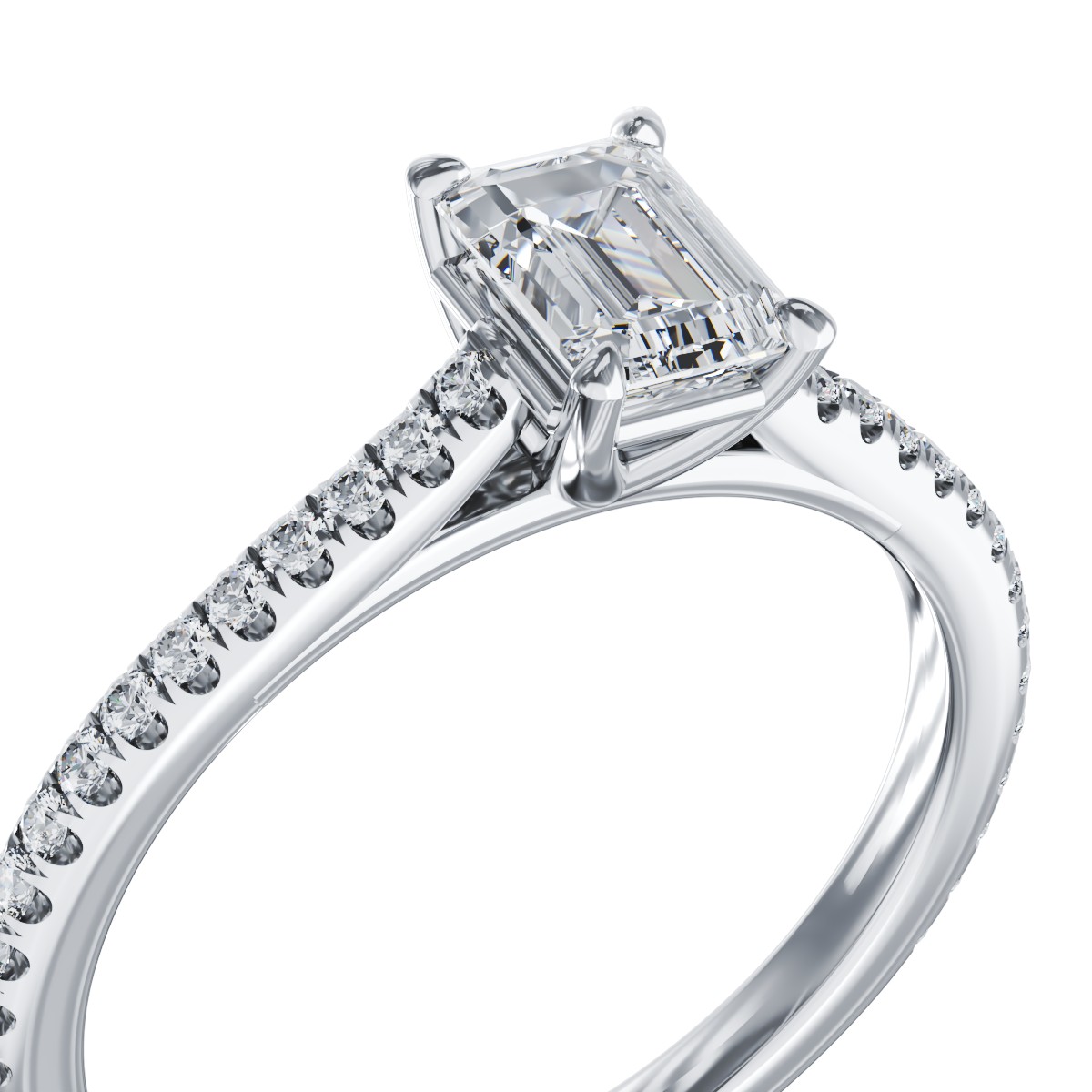 Годежен пръстен от бяло злато 18K с диамант 0.6гкт u диаманти 0.183гкт
