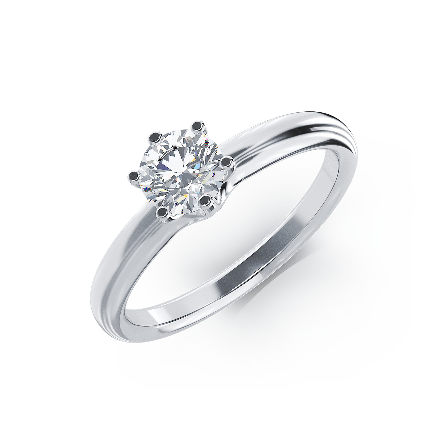 18K white gold engagement ring with a 0.6ct solitaire diamond