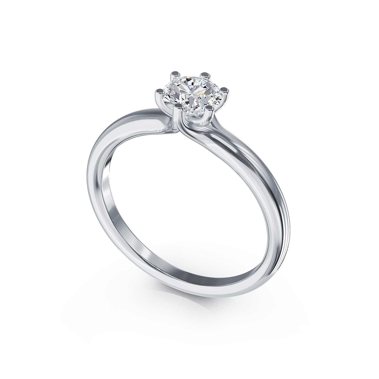 18K white gold engagement ring with a 0.6ct solitaire diamond