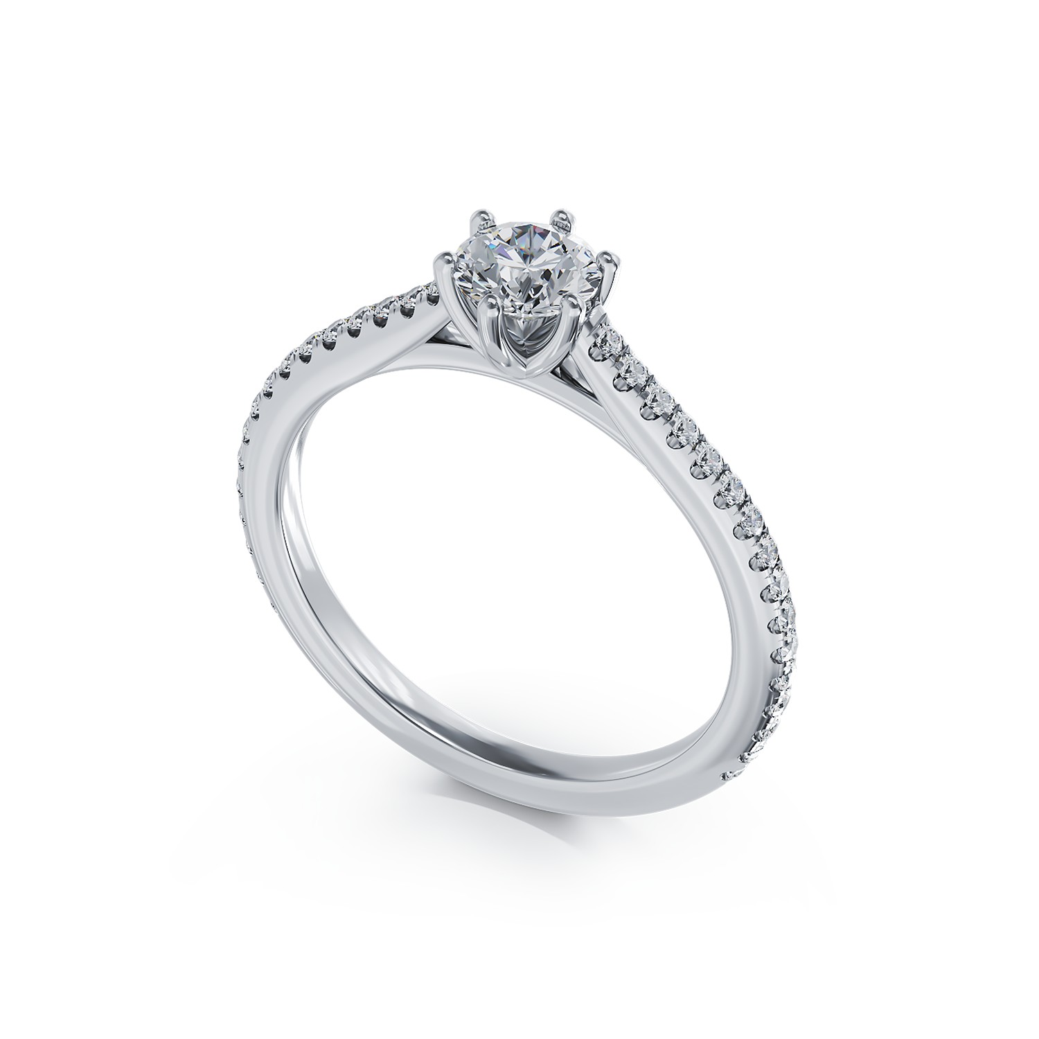 Inel de logodna din platina cu diamant de 0.6ct si diamante de 0.188ct